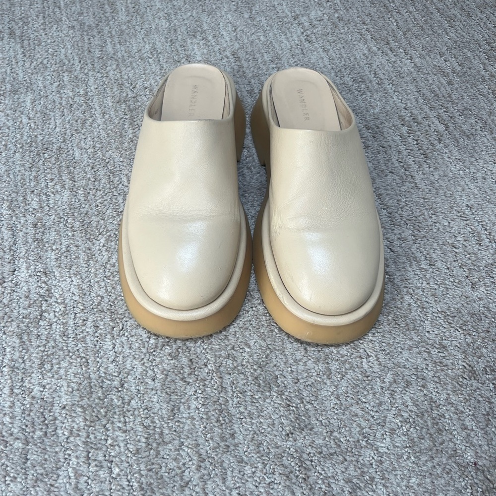 Wandler Cream and Tan Mules